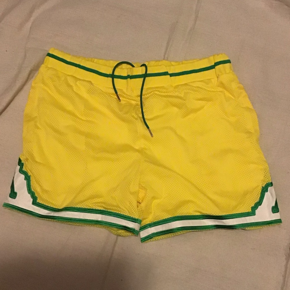 New tier mens 2xl xxl yellow green athletic basketball shorts